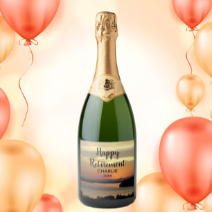 Etiquetas Para Vinos Espumosos Feliz Naranja de Jubilación Sunset con nombre