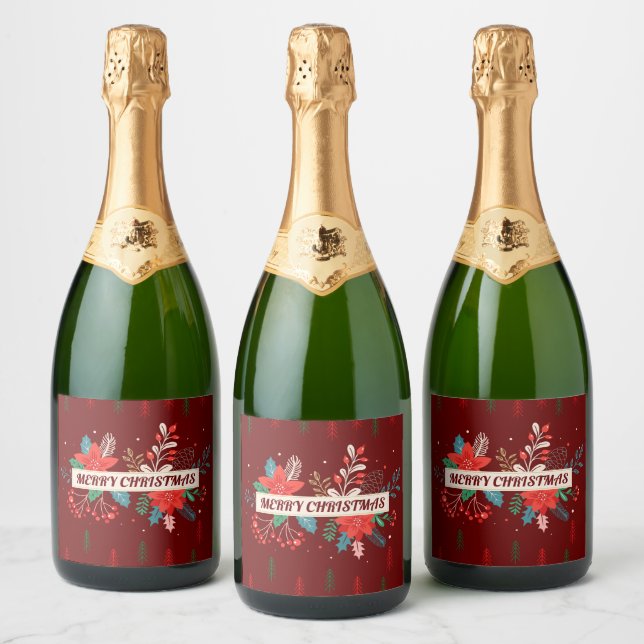 Etiquetas Para Vinos Espumosos Feliz Navidad (Botellas)