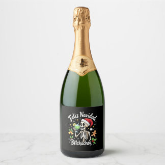 Etiquetas Para Vinos Espumosos Feliz Navidad Bitchachos Cráneo Divertido Español