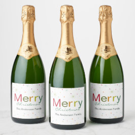 Etiquetas Para Vinos Espumosos Feliz Navidad colorida familia de textos