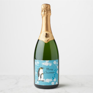 Etiquetas Para Vinos Espumosos feliz navidad, navidad,pingüino,flores,azul,