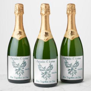 Etiquetas Para Vinos Espumosos Fénix Verde Azul se eleva en texto personalizado p