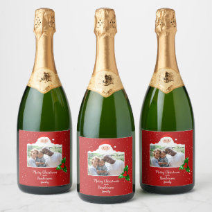 Etiquetas Para Vinos Espumosos Festividad Cheeky Santa - Foto Personalizado - Per