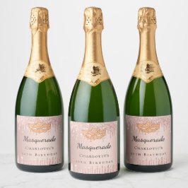 Etiquetas Para Vinos Espumosos Festividad de cumpleaños de rosa de mascarada