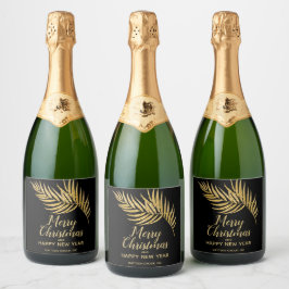 Etiquetas Para Vinos Espumosos Festividad de Navidades de palma Purpurinas de oro