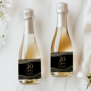 Etiquetas Para Vinos Espumosos Fiesta de aniversario de bodas de 20 años de Ágata