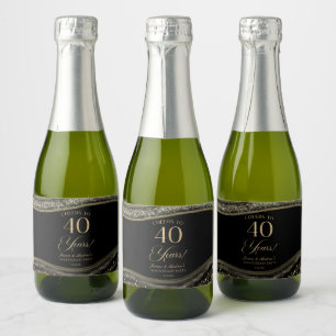 Etiquetas Para Vinos Espumosos Fiesta de aniversario de bodas de 40 años de Ágata