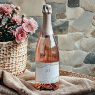 Etiquetas Para Vinos Espumosos Fiesta de aniversario de bodas de Agata Oro Blanco