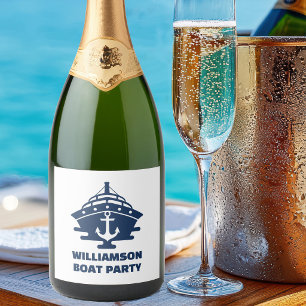Etiquetas Para Vinos Espumosos Fiesta de barco de ancla náutica personalizada