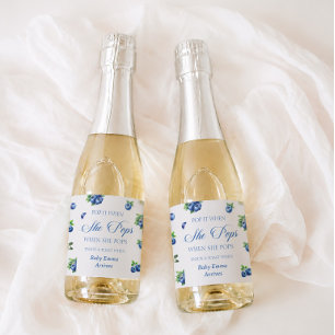 Etiquetas Para Vinos Espumosos Fiesta de Bebé de Arándanos Pop it Cuando Ella Sal