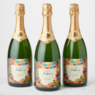 Etiquetas Para Vinos Espumosos Fiesta de Colores Quinceañera, personalizado
