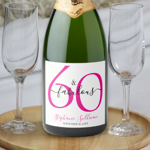 Etiquetas Para Vinos Espumosos Fiesta de cumpleaños 60 moderna sesenta y fabulosa