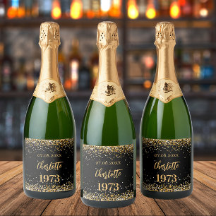 Etiquetas Para Vinos Espumosos Fiesta de cumpleaños año de oro negro nacido