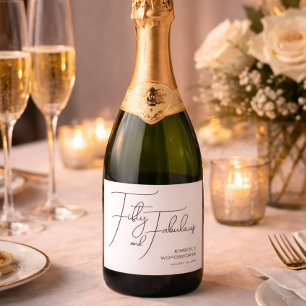 Etiquetas Para Vinos Espumosos Fiesta de cumpleaños cincuenta moderna y fabulosa
