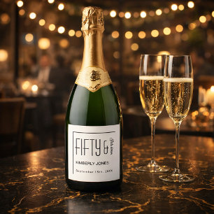 Etiquetas Para Vinos Espumosos Fiesta de cumpleaños cincuenta moderna y fabulosa