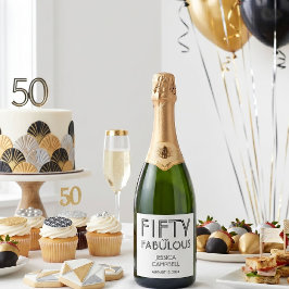 Etiquetas Para Vinos Espumosos Fiesta de cumpleaños cincuenta moderna y fabulosa 