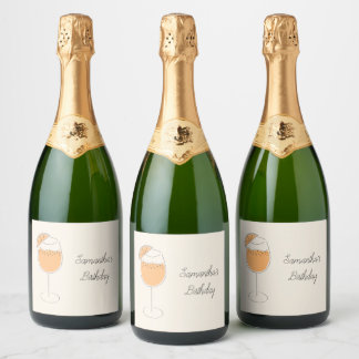 Etiquetas Para Vinos Espumosos Fiesta de Cumpleaños con Cóctel Spritz Bubbly
