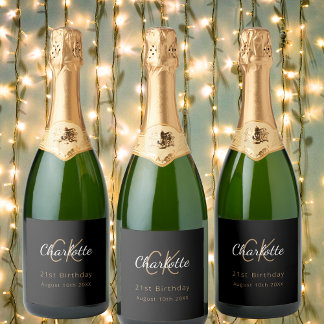 Etiquetas Para Vinos Espumosos Fiesta de cumpleaños de oro negro