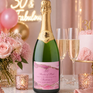 Etiquetas Para Vinos Espumosos Fiesta de Cumpleaños Elegantes Tonos de Rosa