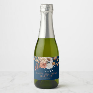 Etiquetas Para Vinos Espumosos Fiesta de cumpleaños floral de acuarela de otoño a