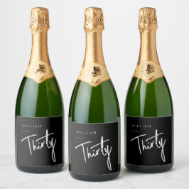 Etiquetas Para Vinos Espumosos Fiesta de cumpleaños moderna 30th Thirty Thirtieth