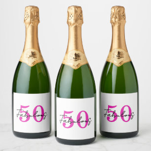 Etiquetas Para Vinos Espumosos Fiesta de cumpleaños moderna de 50 años y fabulosa