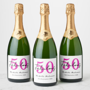 Etiquetas Para Vinos Espumosos Fiesta de cumpleaños moderna de 50 años y fabulosa