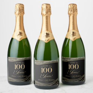 Etiquetas Para Vinos Espumosos Fiesta de cumpleaños número 100 de Agata Dorada Ne