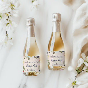 Etiquetas Para Vinos Espumosos Fiesta de cumpleaños número 1 de Fresa Berry Prime