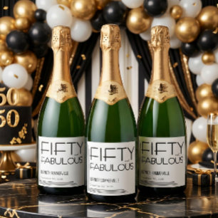 Etiquetas Para Vinos Espumosos Fiesta de cumpleaños número 50 moderna y fabulosa 