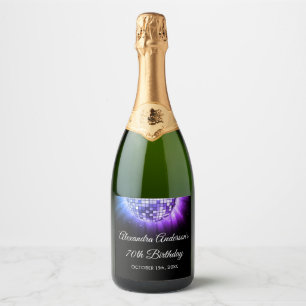 Etiquetas Para Vinos Espumosos Fiesta de cumpleaños número 70 de Purple 70th Disc