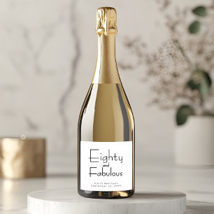 Etiquetas Para Vinos Espumosos Fiesta de cumpleaños número 80 moderna ochenta fab