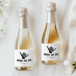 Etiquetas Para Vinos Espumosos Fiesta de Despedida de Soltera Esqueleto Rockstar 