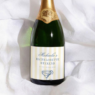 Etiquetas Para Vinos Espumosos Fiesta de Despedida de Soltera Retro Preppy con Ra