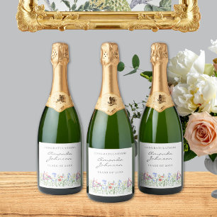 Etiquetas Para Vinos Espumosos Fiesta de Graduación de Enfermera Flor Silvestre