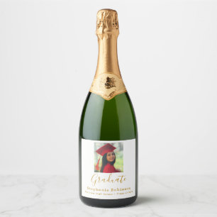 Etiquetas Para Vinos Espumosos Fiesta de Graduación Moderna 2026 Foto Dorado 