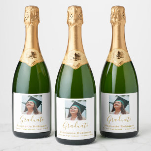 Etiquetas Para Vinos Espumosos Fiesta de Graduación Moderna Foto 2026 Escritura D