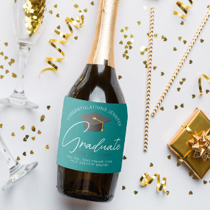 Etiquetas Para Vinos Espumosos Fiesta de Graduación Personalizada Moderna en Verd