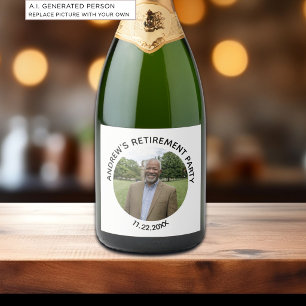 Etiquetas Para Vinos Espumosos Fiesta de jubilación elegante con foto especial