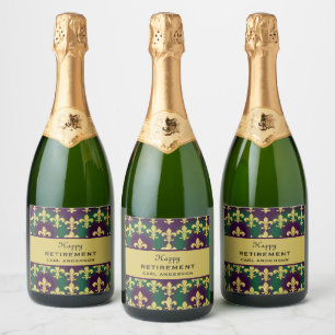 Etiquetas Para Vinos Espumosos Fiesta de jubilación personalizada de Mardi Gras