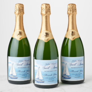Etiquetas Para Vinos Espumosos Fiesta de jubilación Sail Away Náutica Barco Yate