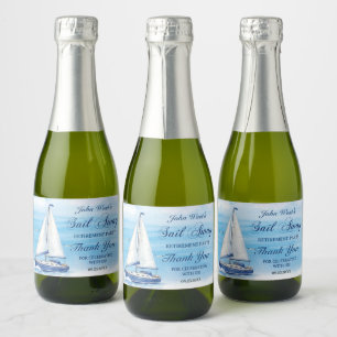 Etiquetas Para Vinos Espumosos Fiesta de jubilación Sail Away Náutica Barco Yate