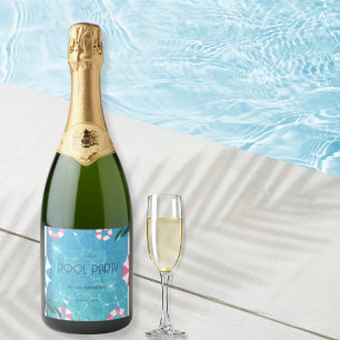 Etiquetas Para Vinos Espumosos Fiesta de Piscina de Verano con Estilo