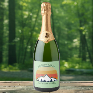 Etiquetas Para Vinos Espumosos Fiesta de Reunión de la Familia Green Mountain Sun