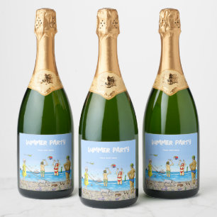 Etiquetas Para Vinos Espumosos Fiesta de Verano en la Playa