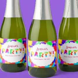 Etiquetas Para Vinos Espumosos Fiesta del arcoiris personalizado