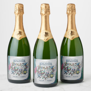Etiquetas Para Vinos Espumosos Fiesta moderna del 10º aniversario de bodas Aún lo