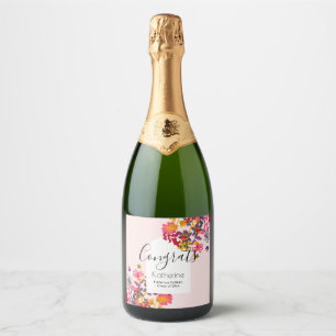 Etiquetas Para Vinos Espumosos Fiesta moderno de graduados de Boho Arch Pink Flor