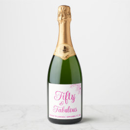 Etiquetas Para Vinos Espumosos Fifty and Fabulous Modern Script Birthday Party