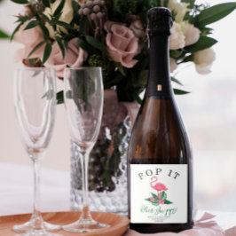 Etiquetas Para Vinos Espumosos Flamingo rosa - ¡Pop! ¡Cuando ella aparece!